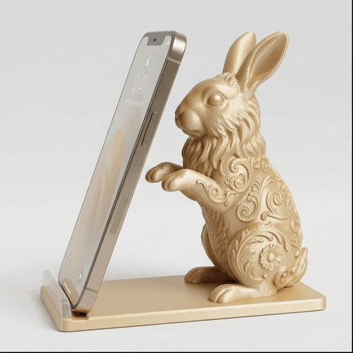 ライオンヘッドのルネサンス肖像画スマホスタンド(シルクゴールド)