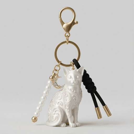 Burmese Renaissance Portrait Keychain (Pearl White)