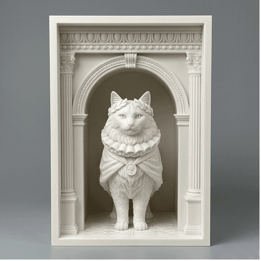 Norwegian Forest cat Renaissance Portrait Booknook Diorama