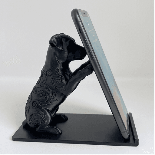 ジャックラッセルテリアのルネサンス肖像画スマホスタンド(シルクブラック)