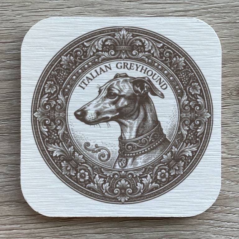 イタリアングレーハウンドのルネサンス肖像画コースターセット