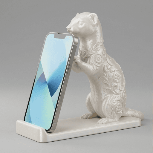 フェレットのルネサンス肖像画スマホスタンド(シルクホワイト)
