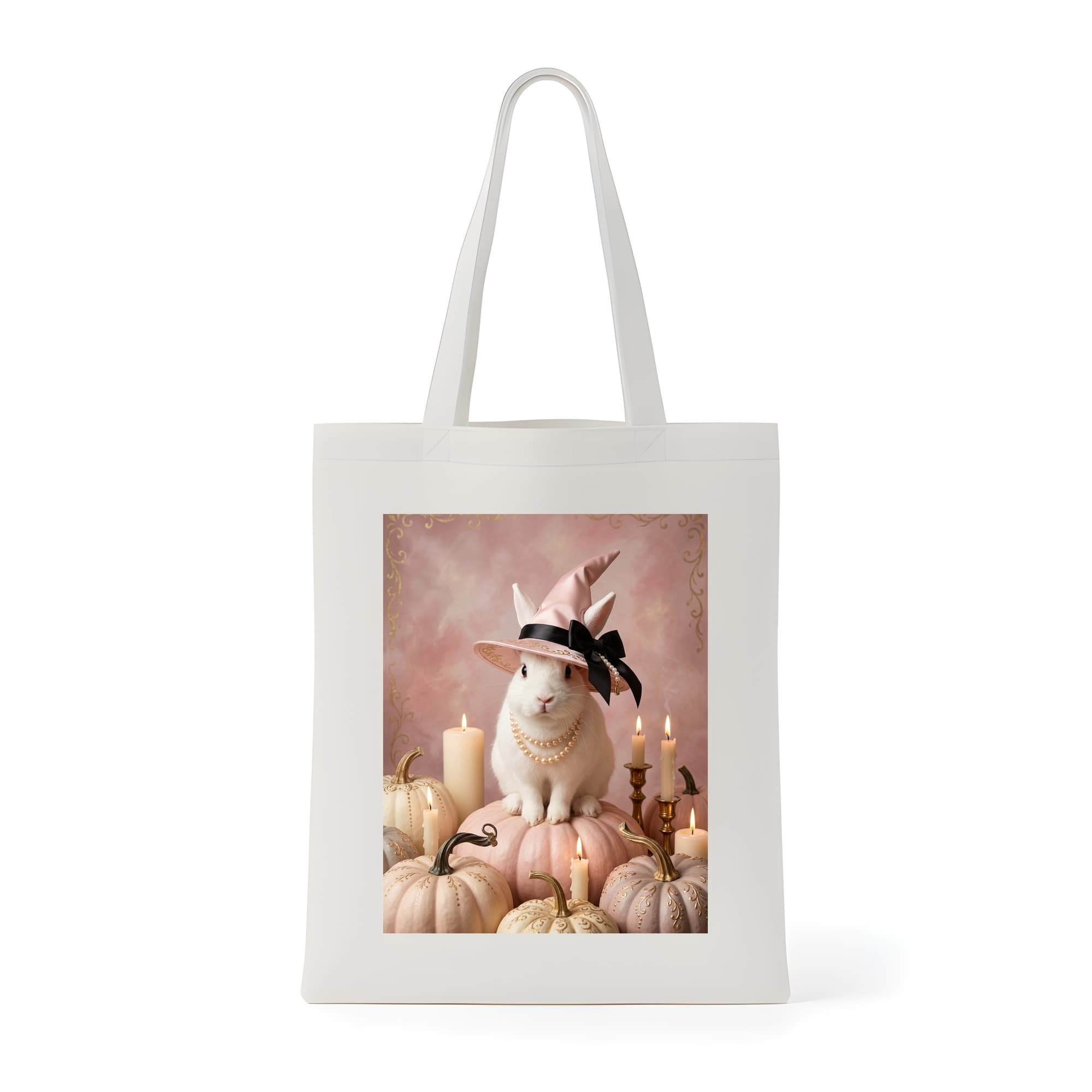 Polish rabbit Pumpkin & Candlelight Oil-Painting Halloween Tote Bag