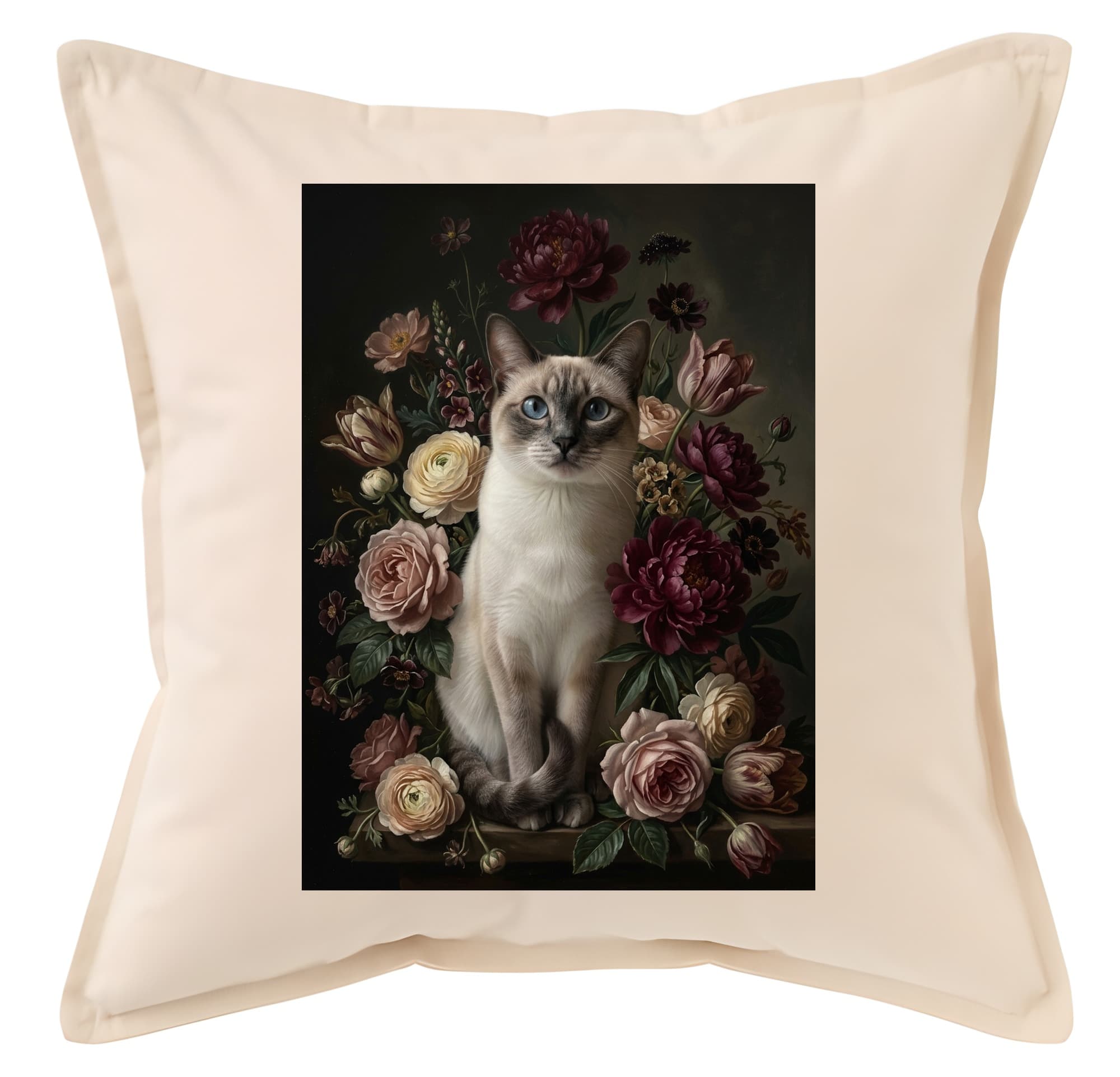 Siamese Floral Oil-Painting Floral Cushion