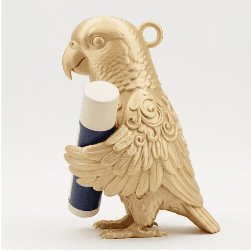 アオボウシインコのルネサンス肖像画リップケース(シルクゴールド) 2