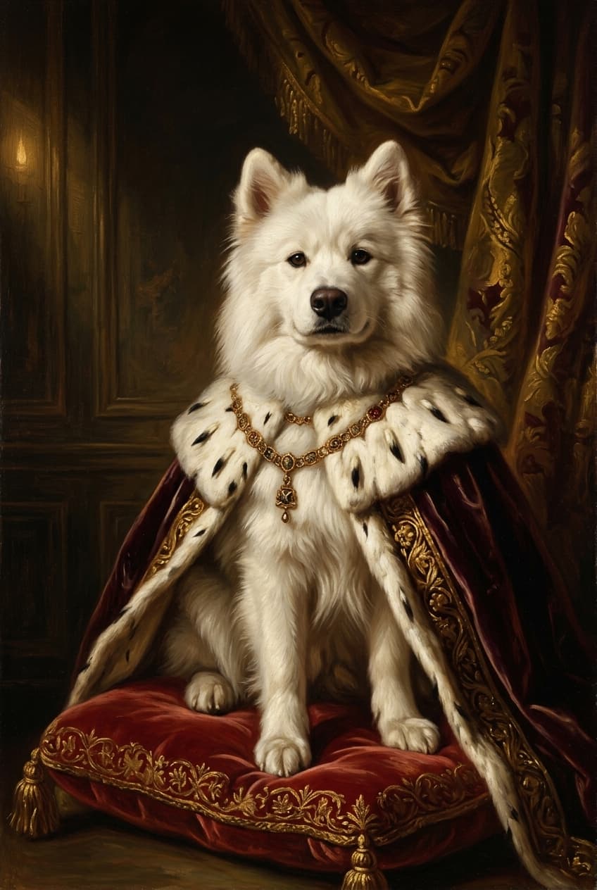 サモエドのルネサンス肖像画額装プリント(A4金縁) 4