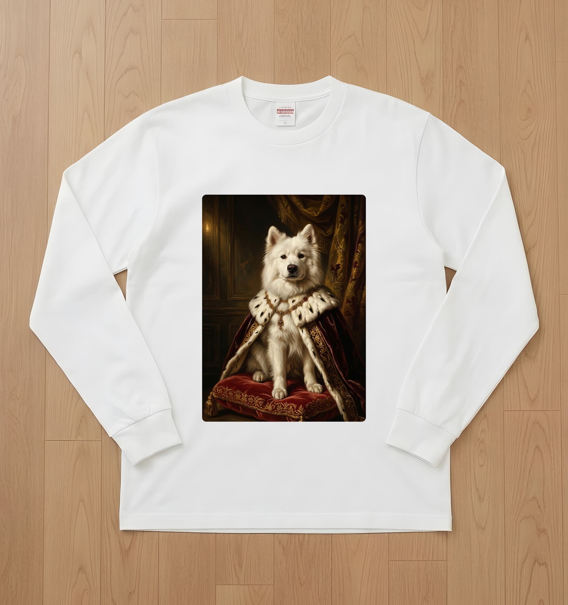 Samoyed Renaissance Portrait Long Sleeve T-Shirt (White)