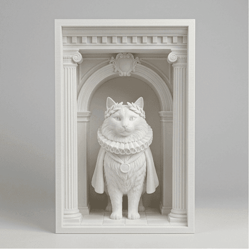 Norwegian Forest cat Renaissance Portrait Booknook Diorama