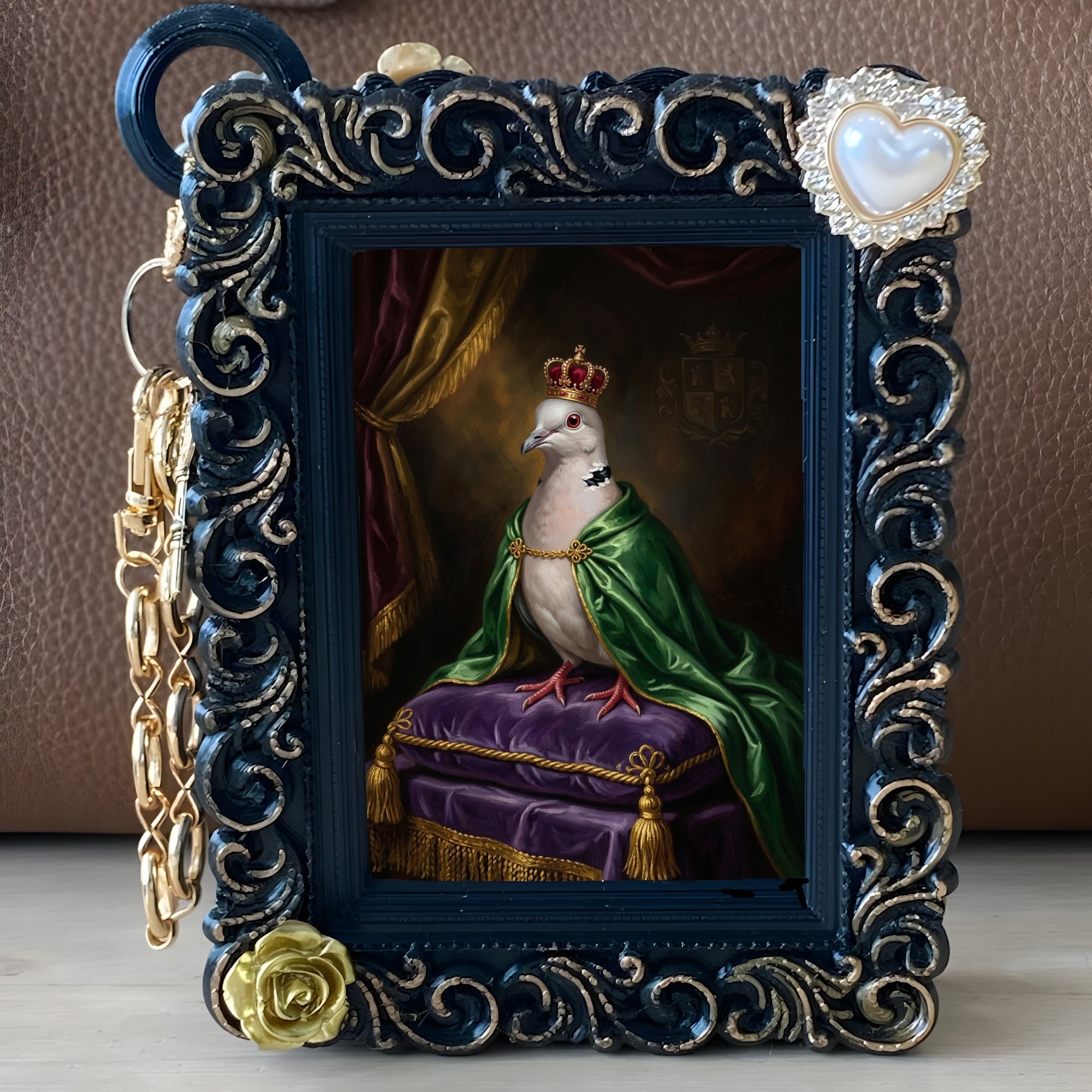 Ringneck dove Renaissance Portrait Bag Charm (Black) 5