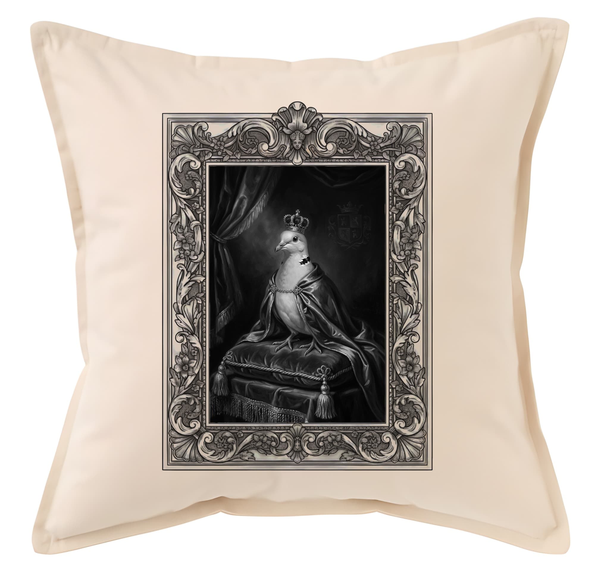 Ringneck dove Renaissance Portrait Throw Cushion (Framed Design)