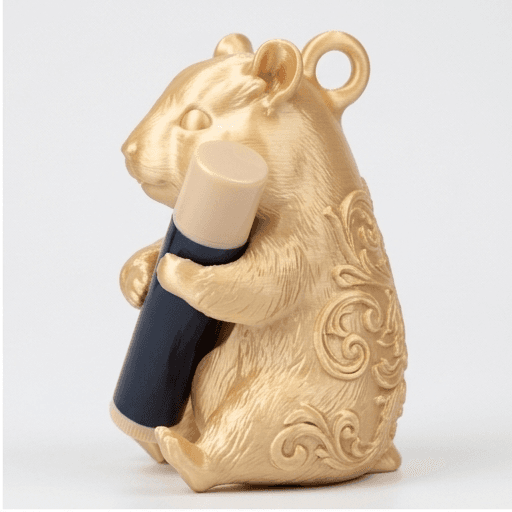 キンクマハムスターのルネサンス肖像画リップケース(シルクゴールド) 2