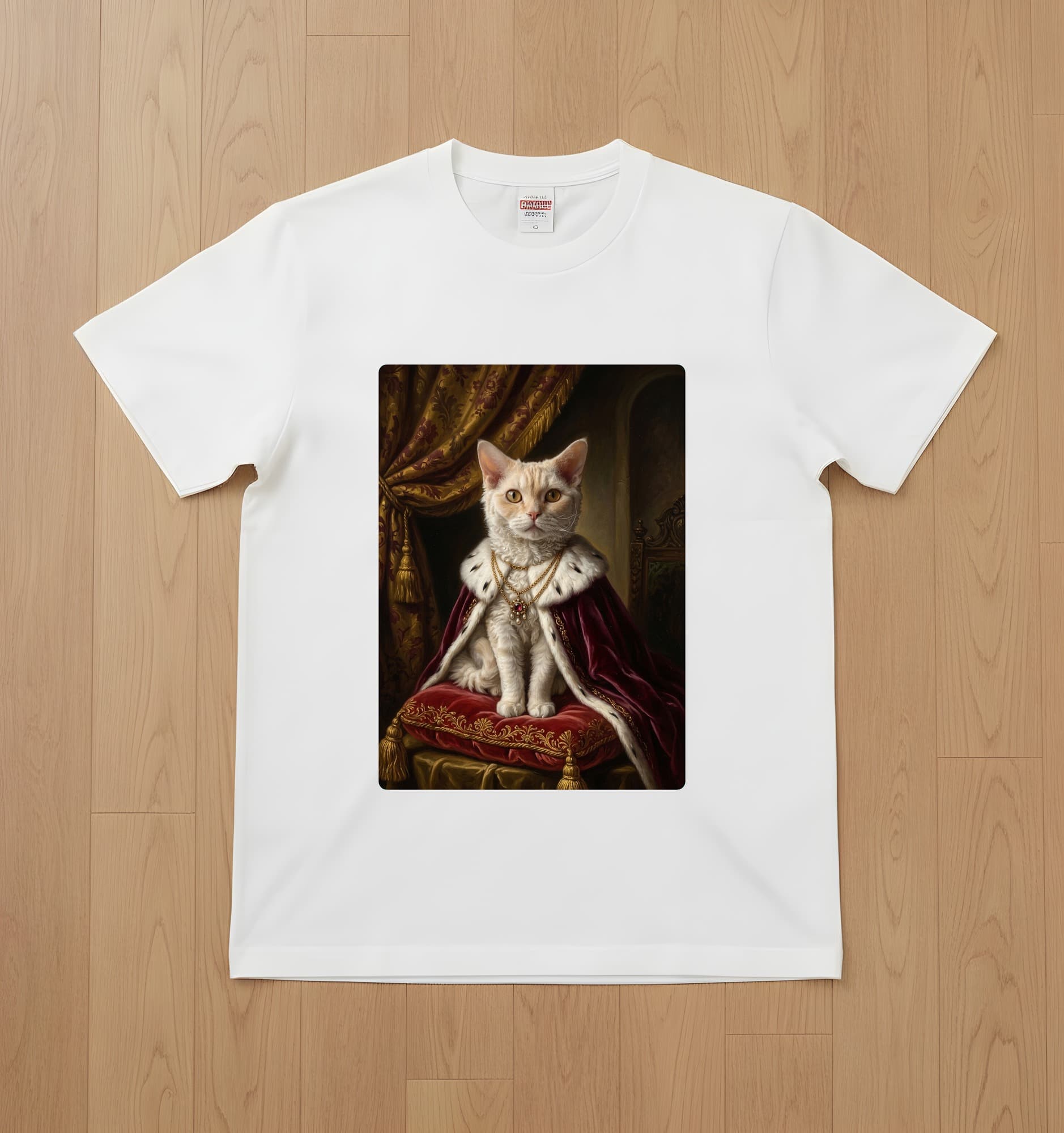 セルカークレックスのルネサンス肖像画Tシャツ(ホワイト・カラープリント・額縁なし)
