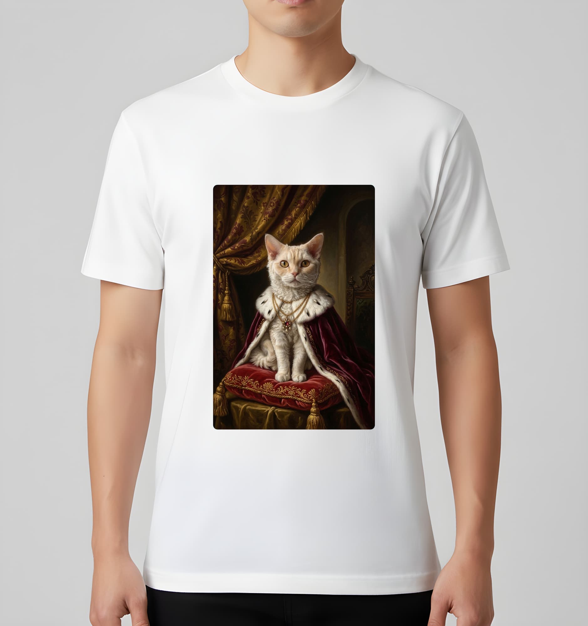 セルカークレックスのルネサンス肖像画Tシャツ(ホワイト・カラープリント・額縁なし) 3