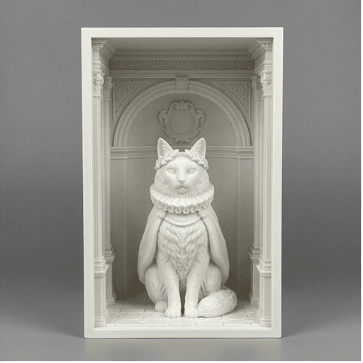 Turkish Angora Renaissance Portrait Booknook Diorama