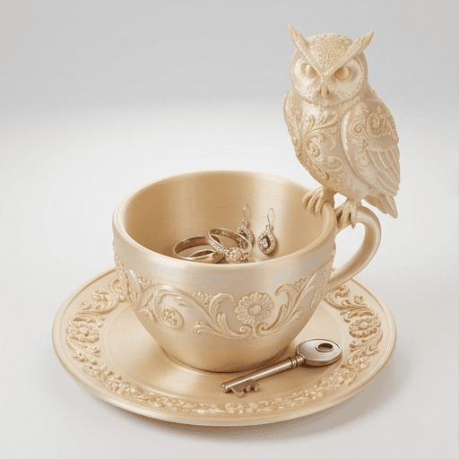 ベンガルワシミミズクのルネサンス肖像画アクセサリートレイ(シルクゴールド)