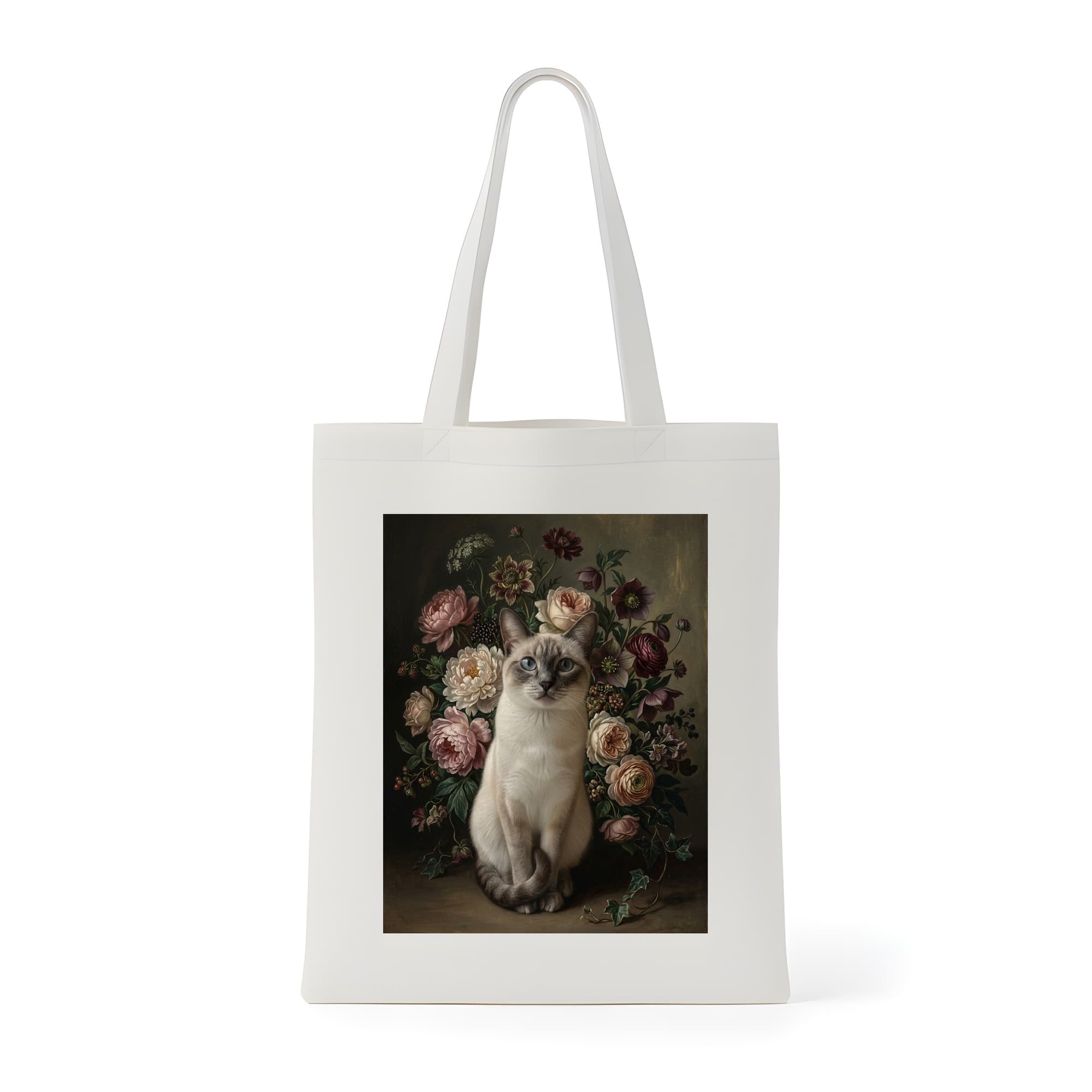 Siamese Floral Oil-Painting Floral Tote Bag