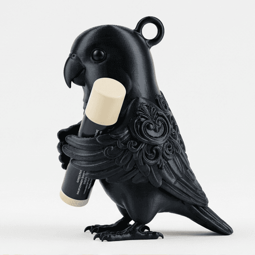 オキナインコのルネサンス肖像画リップケース(シルクブラック) 2