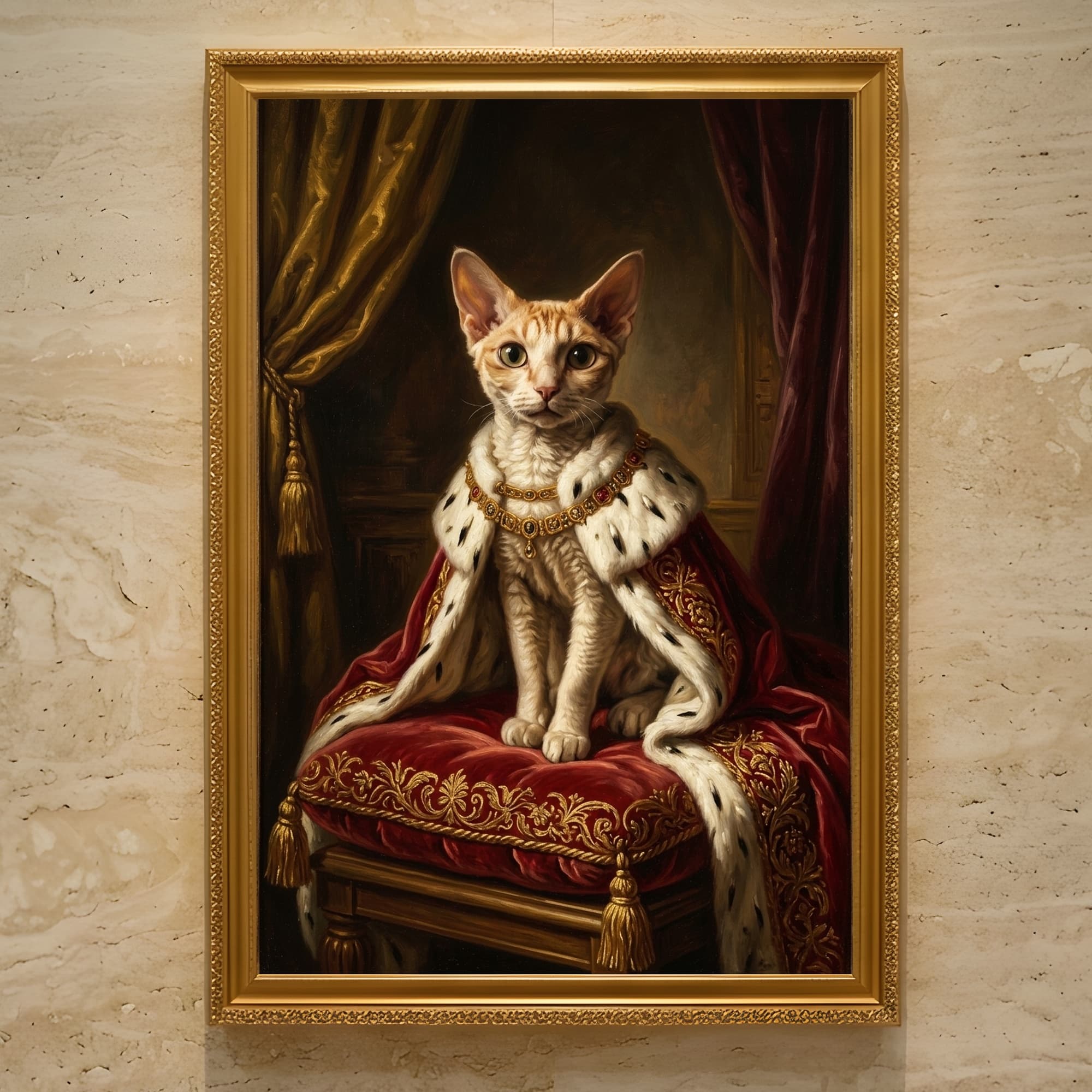Devon Rex Renaissance Portrait Framed Art Print (A3)