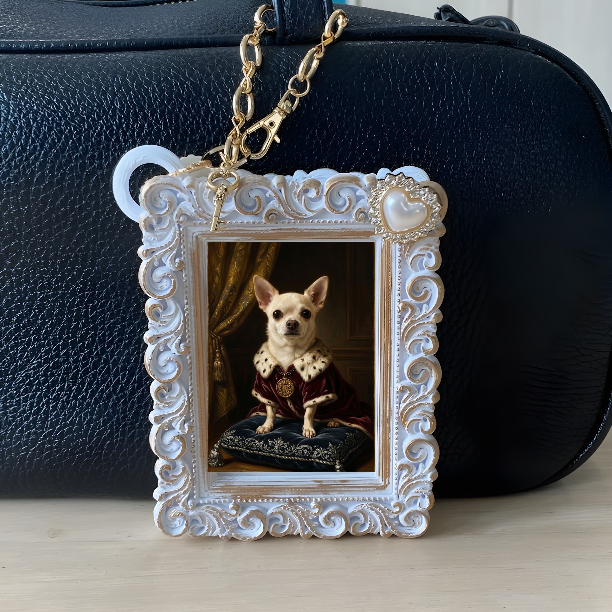 chihuahua Renaissance Portrait Bag Charm (White) 6