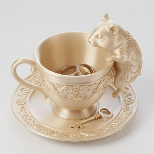 プディングハムスターのルネサンス肖像画アクセサリートレイ(シルクゴールド)
