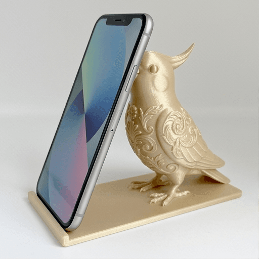 オカメインコのルネサンス肖像画スマホスタンド(シルクゴールド)