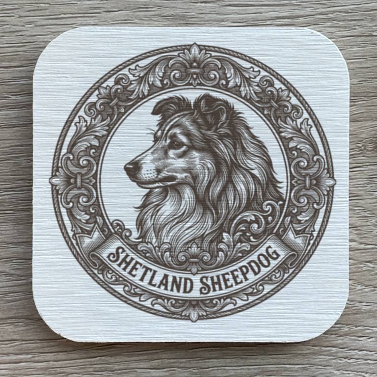 シェットランドシープドッグのルネサンス肖像画コースターセット