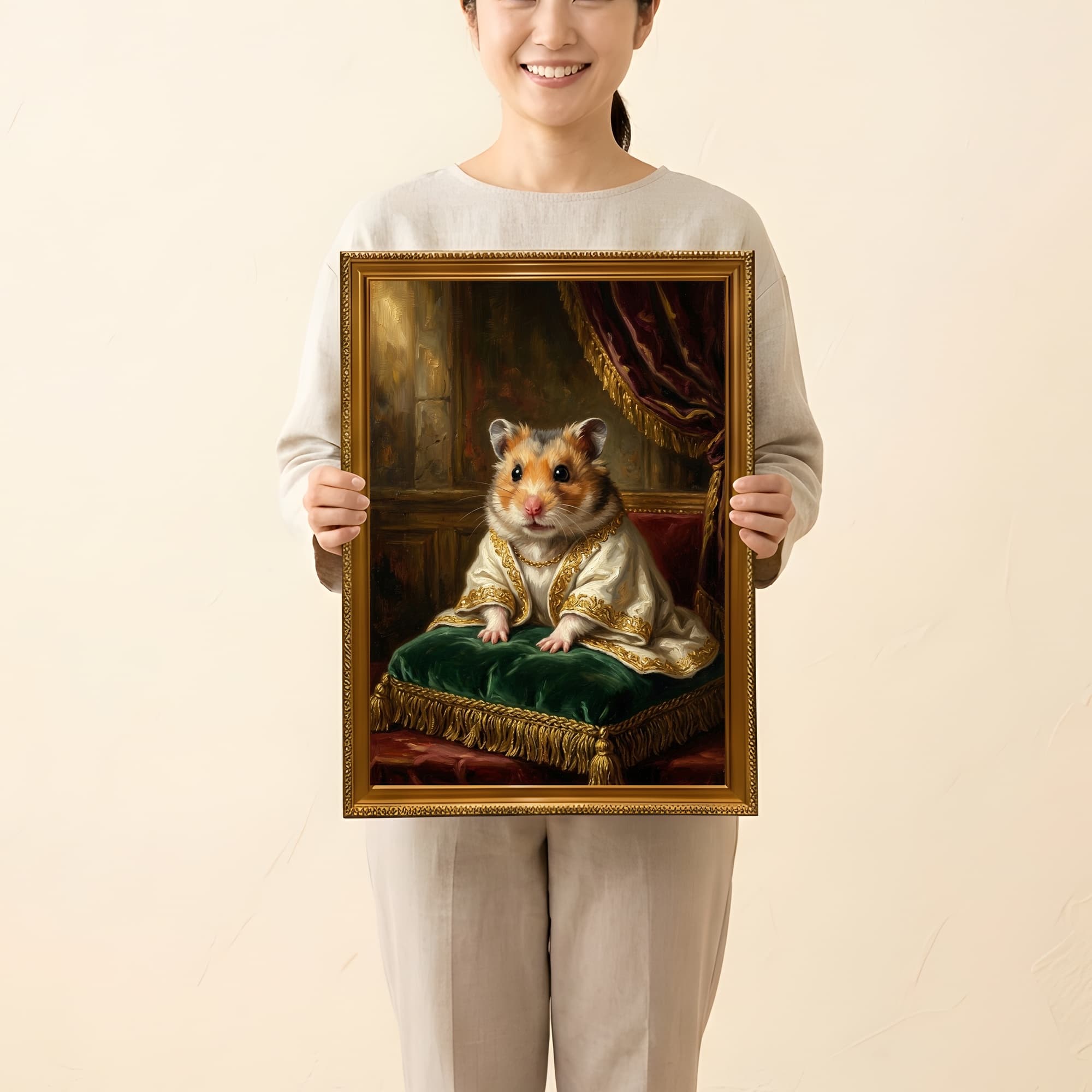 ロボロフスキーハムスターのルネサンス肖像画額装プリント(A3サイズ) 2