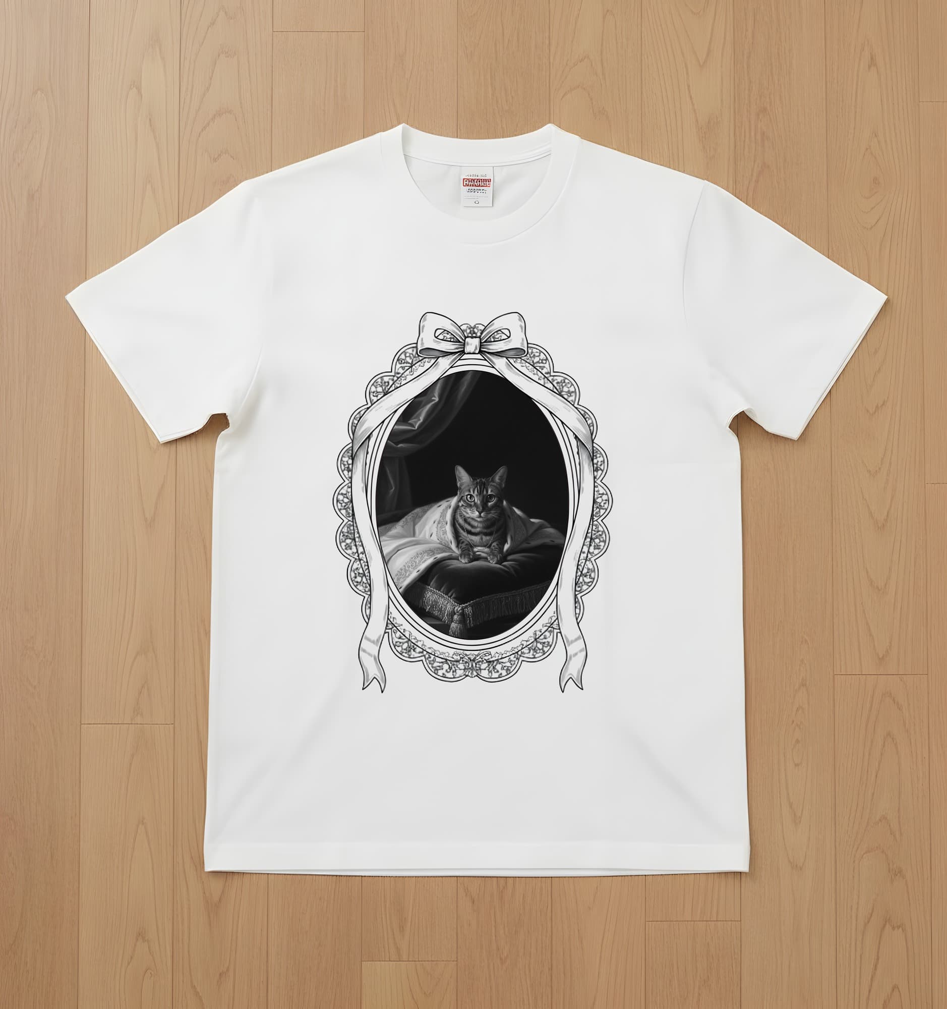 Bengal Renaissance Portrait T-Shirt (White, Monochrome Print, Framed Design)