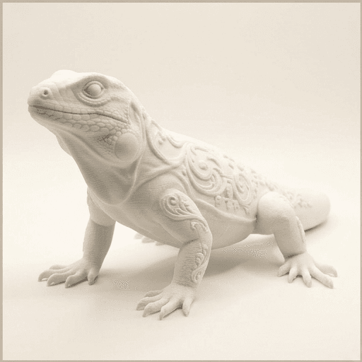 Desert Iguana Renaissance Portrait Full-Body Statue (Matte White)