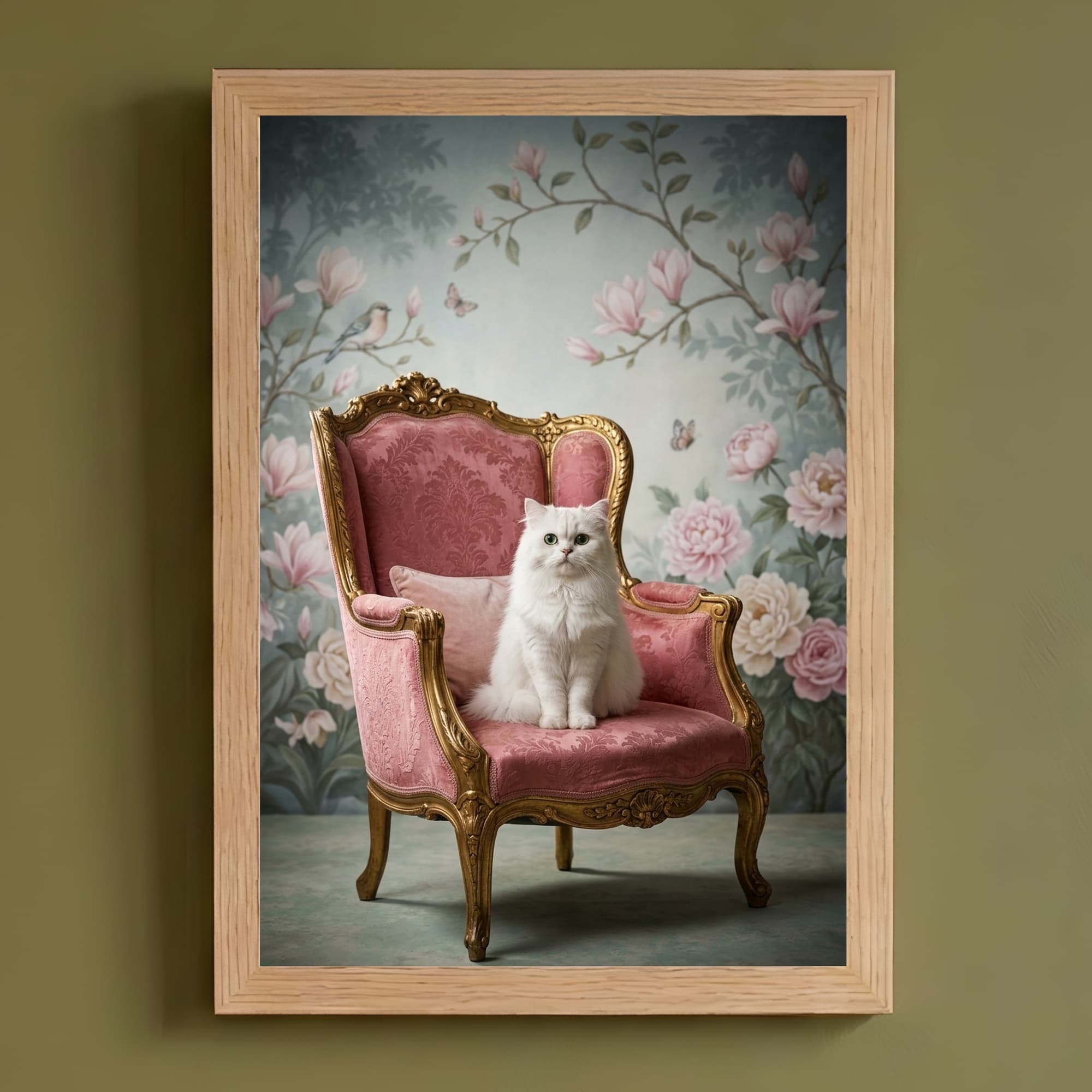 Persian Shabby Pink Oil-Painting Rococo Framed Art Print (A4)