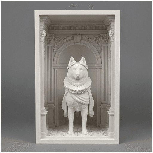 Siberian husky Renaissance Portrait Booknook Diorama