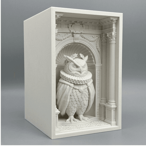 Bengal eagle owl Renaissance Portrait Booknook Diorama 2