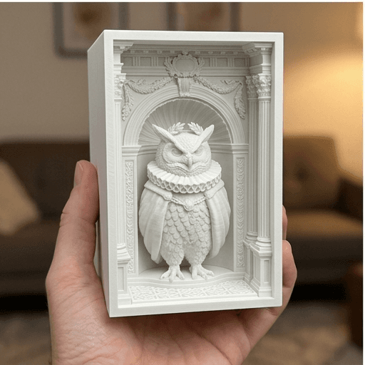 Bengal eagle owl Renaissance Portrait Booknook Diorama 3