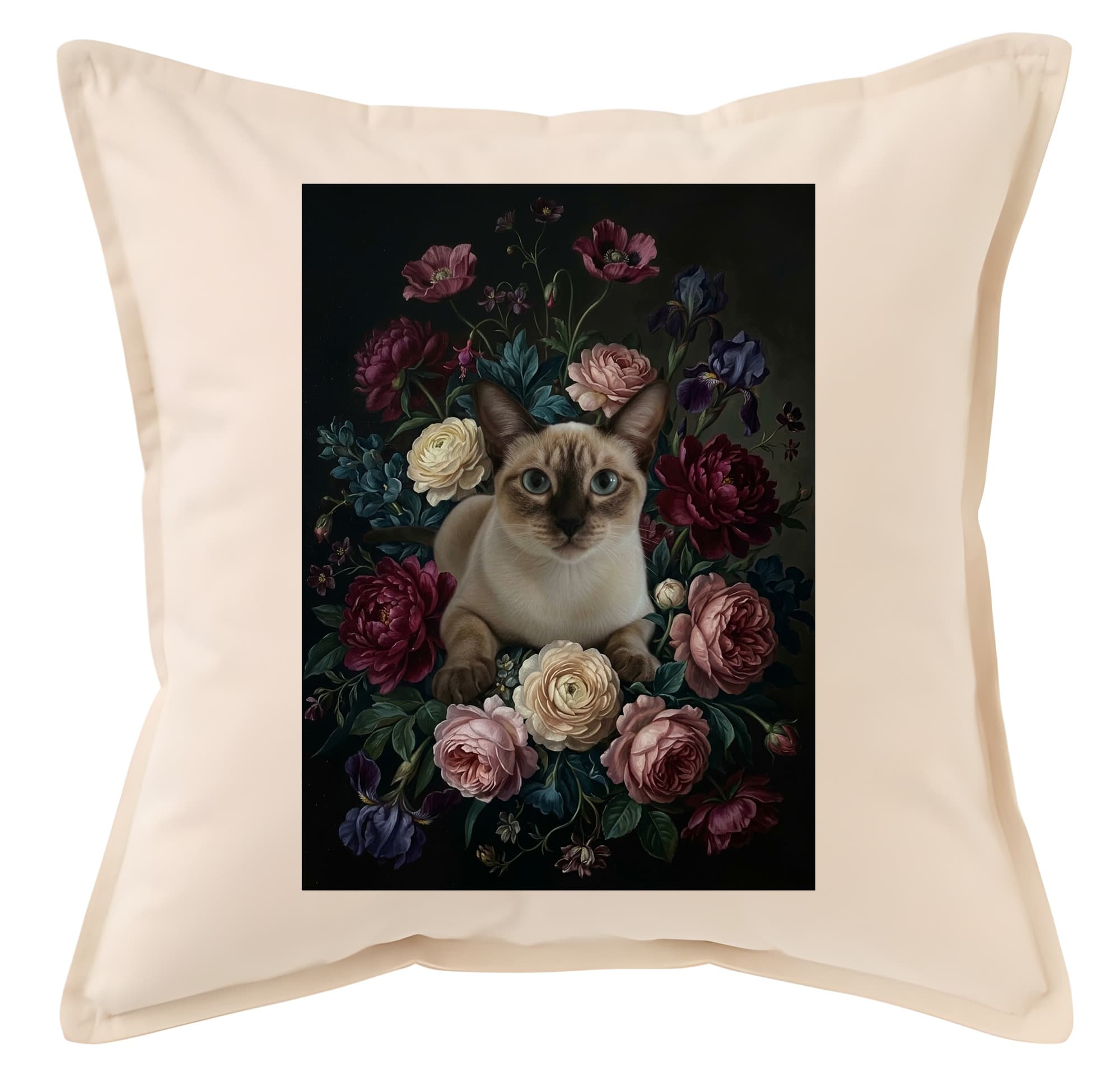 Siamese Floral Oil-Painting Floral Cushion