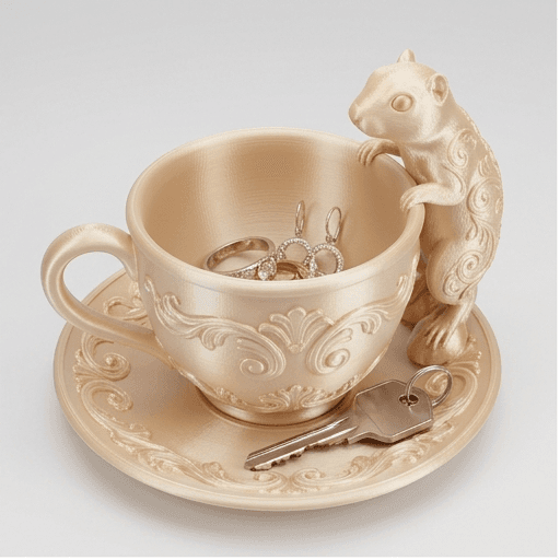 Richardson's ground squirrel Renaissance Portrait Trinket Tray (Silky Gold)