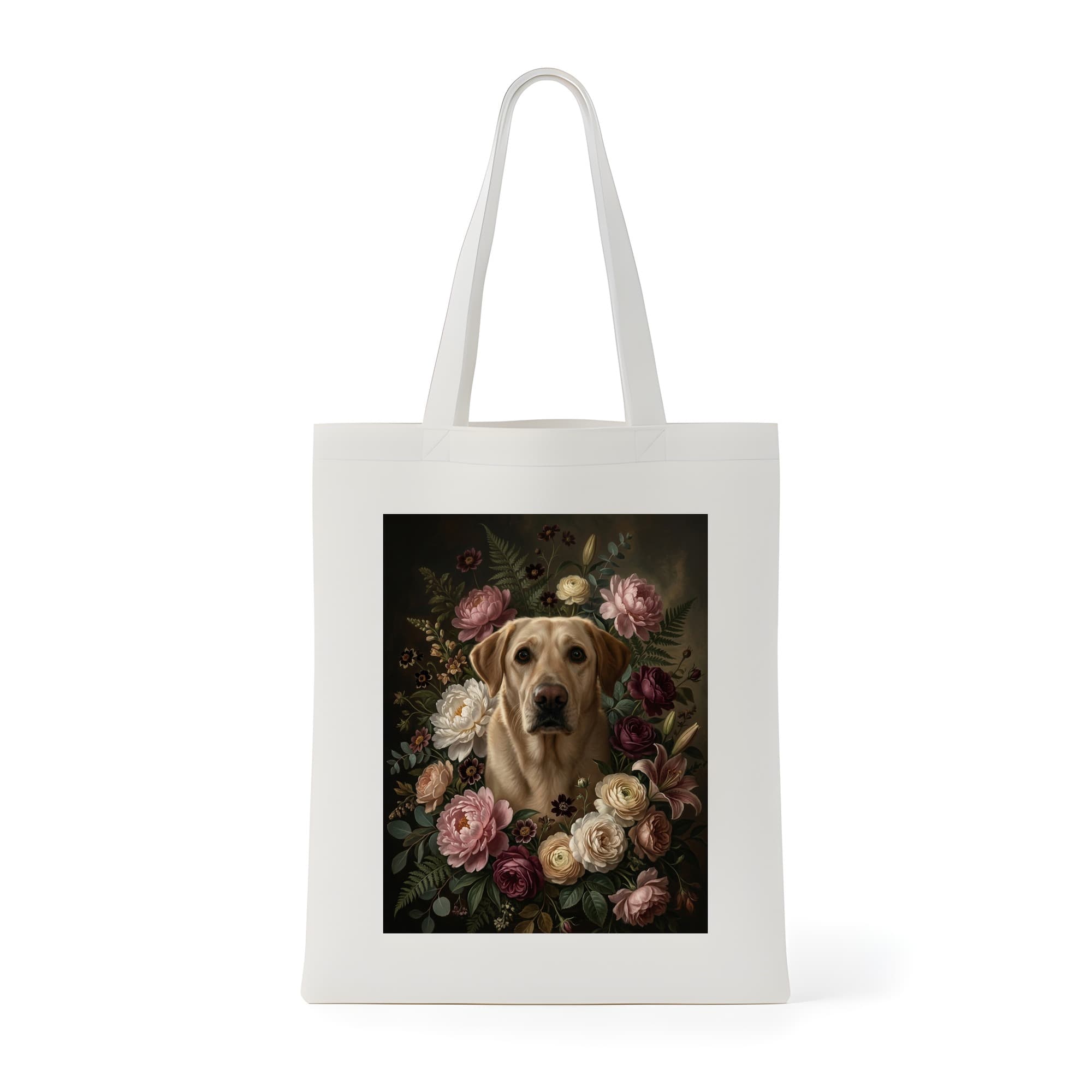 Labrador retriever Floral Oil-Painting Floral Tote Bag
