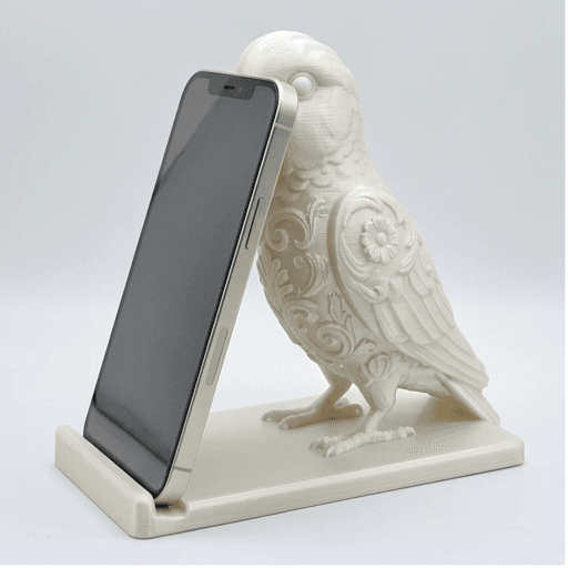 モモイロインコのルネサンス肖像画スマホスタンド(シルクホワイト)