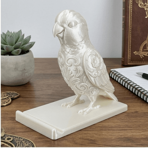 モモイロインコのルネサンス肖像画スマホスタンド(シルクホワイト) 2