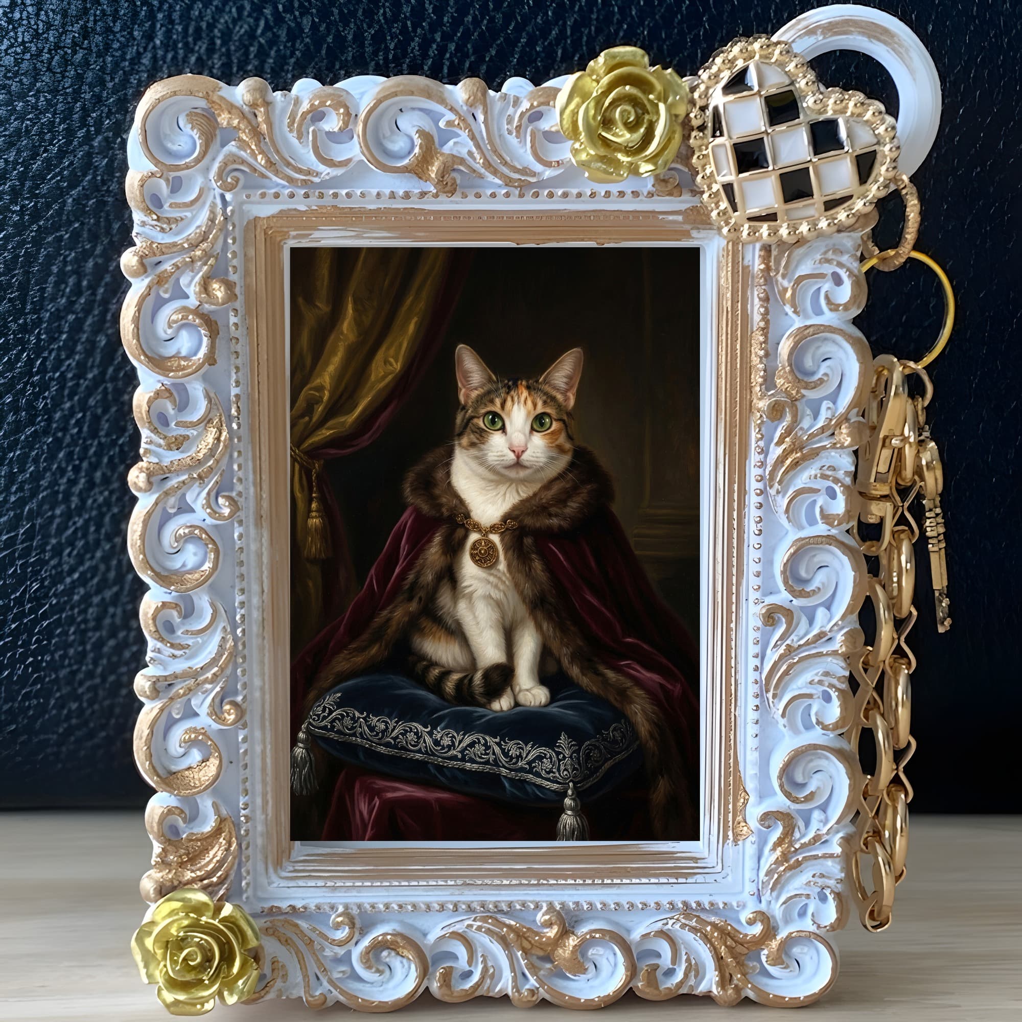 猫のルネサンス肖像画バッグチャーム(ホワイト) 2