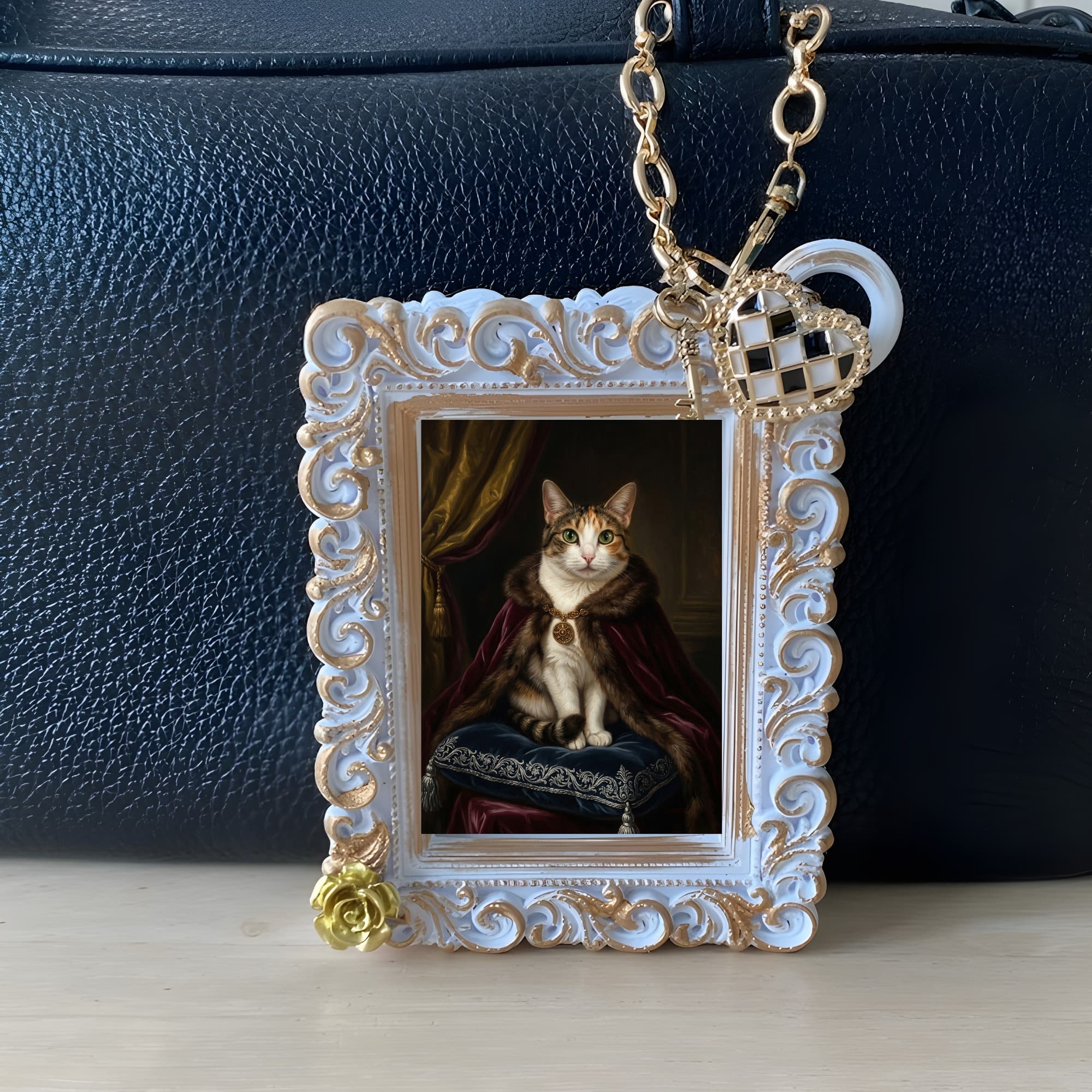 猫のルネサンス肖像画バッグチャーム(ホワイト) 3