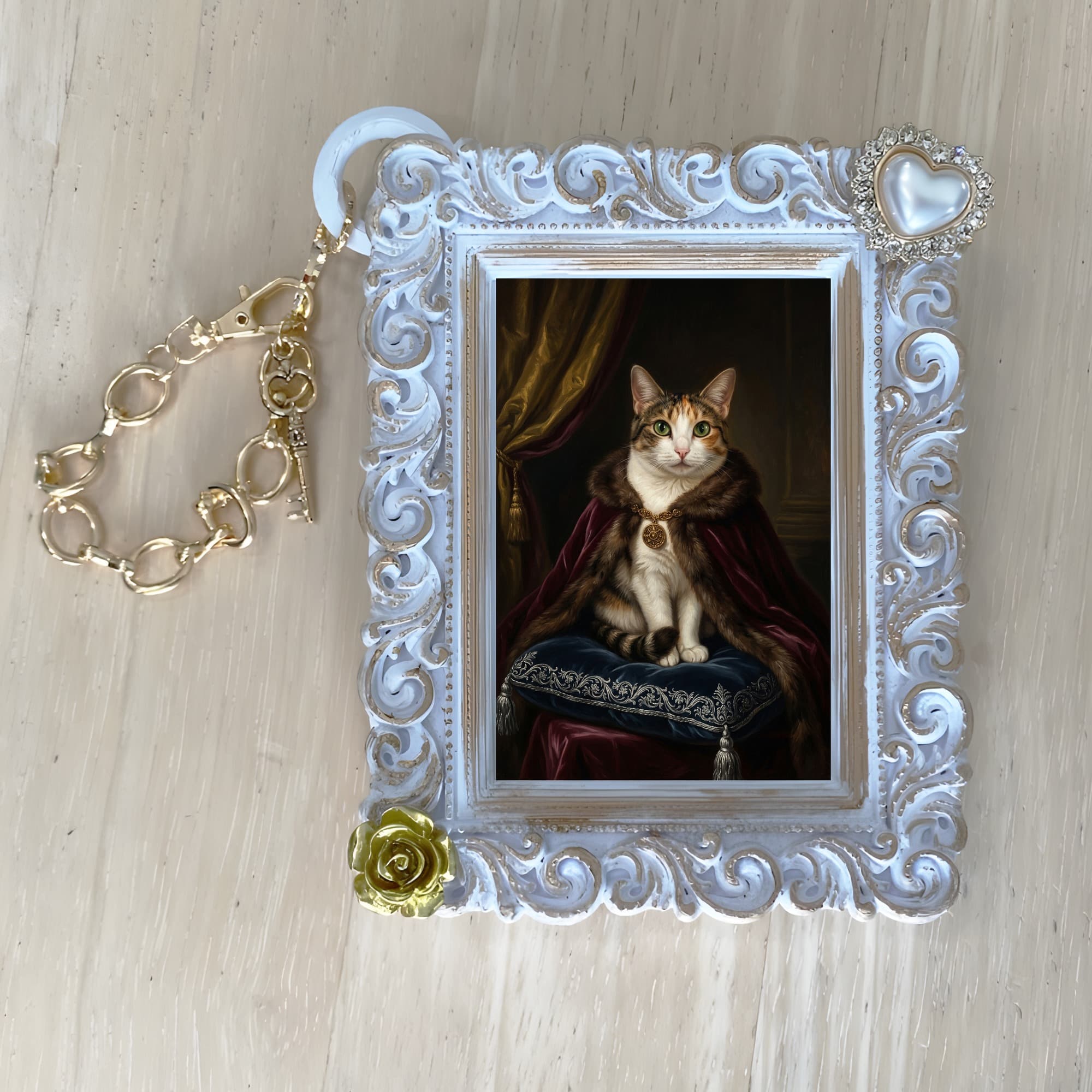 猫のルネサンス肖像画バッグチャーム(ホワイト) 4