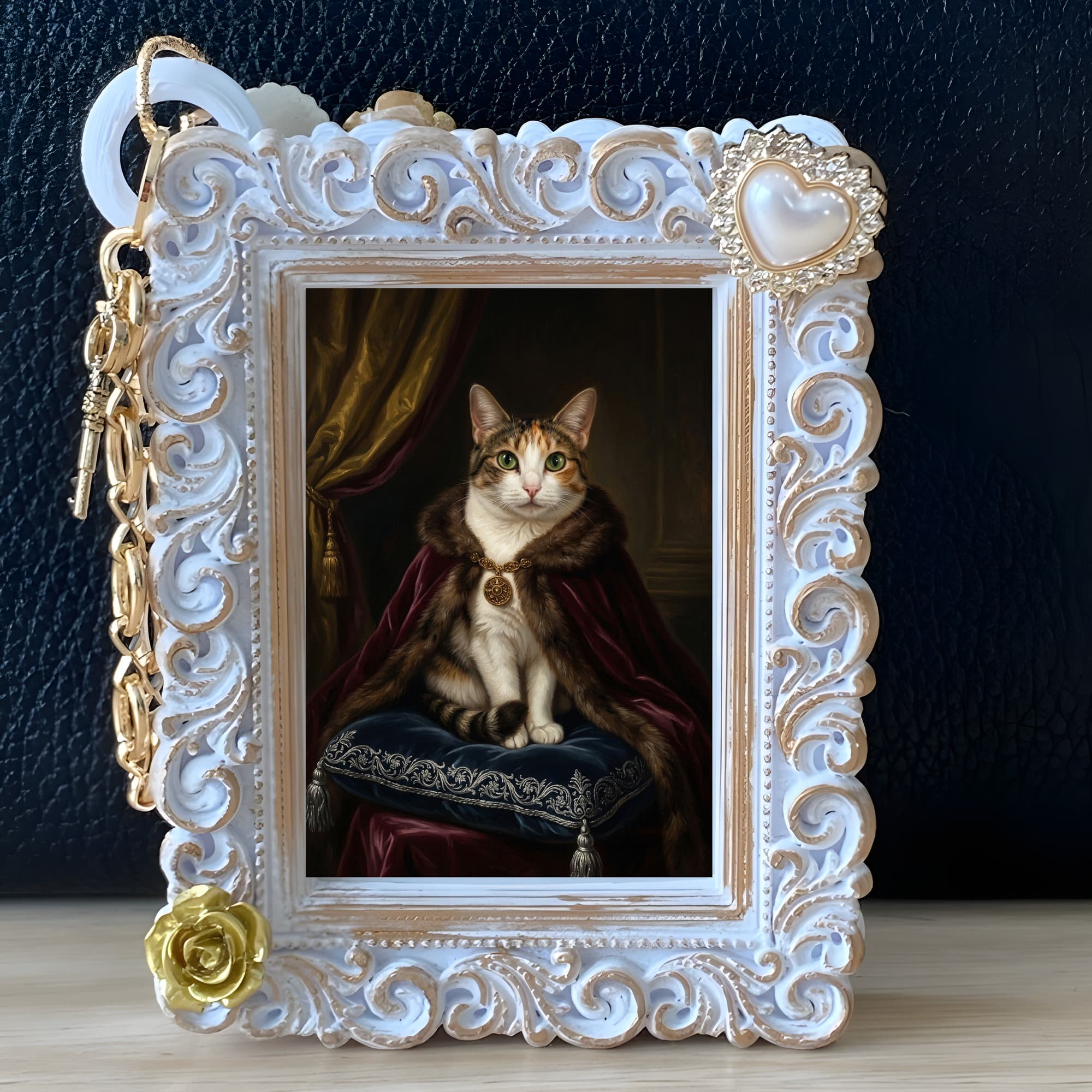 猫のルネサンス肖像画バッグチャーム(ホワイト) 5