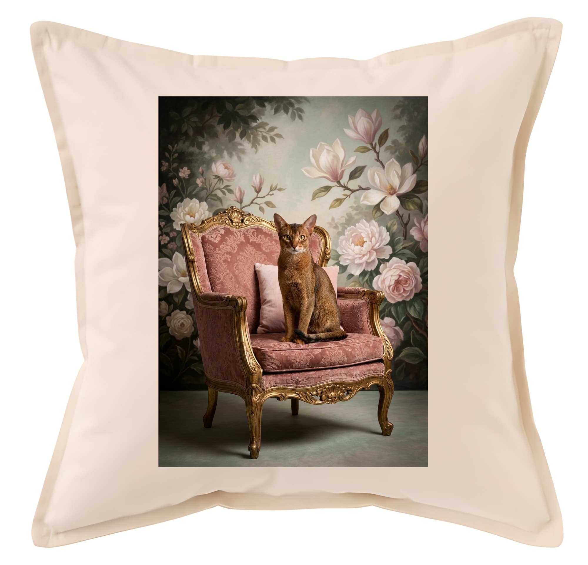Abyssinian Shabby Pink Oil-Painting Rococo Cushion