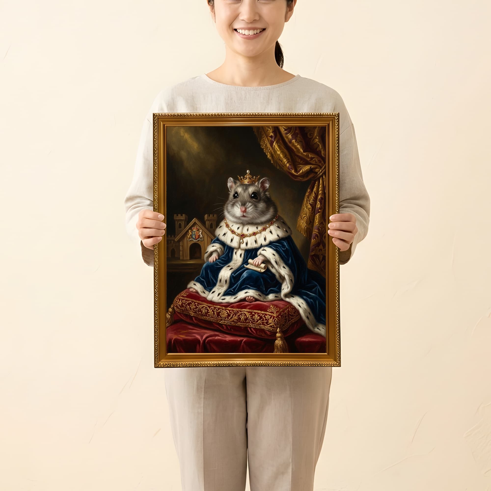 サファイアハムスターのルネサンス肖像画額装プリント(A3サイズ) 2