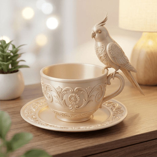 オカメインコのルネサンス肖像画アクセサリートレイ(シルクゴールド) 2