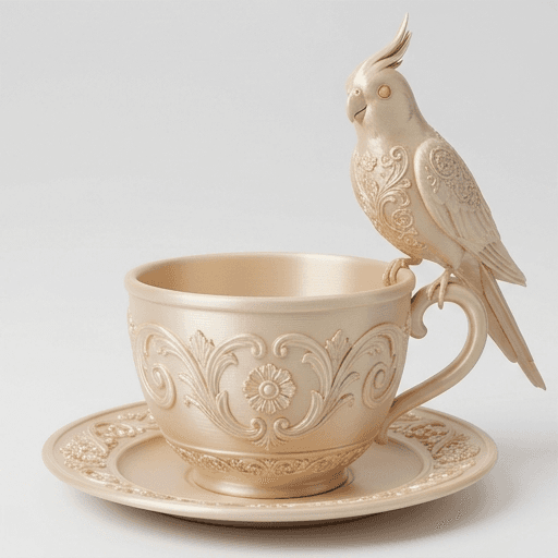 オカメインコのルネサンス肖像画アクセサリートレイ(シルクゴールド) 3