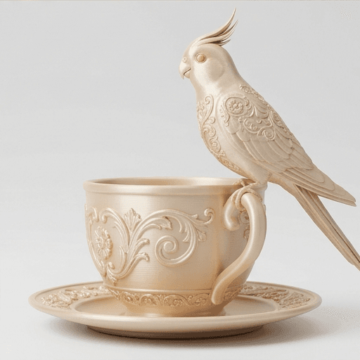 オカメインコのルネサンス肖像画アクセサリートレイ(シルクゴールド) 4