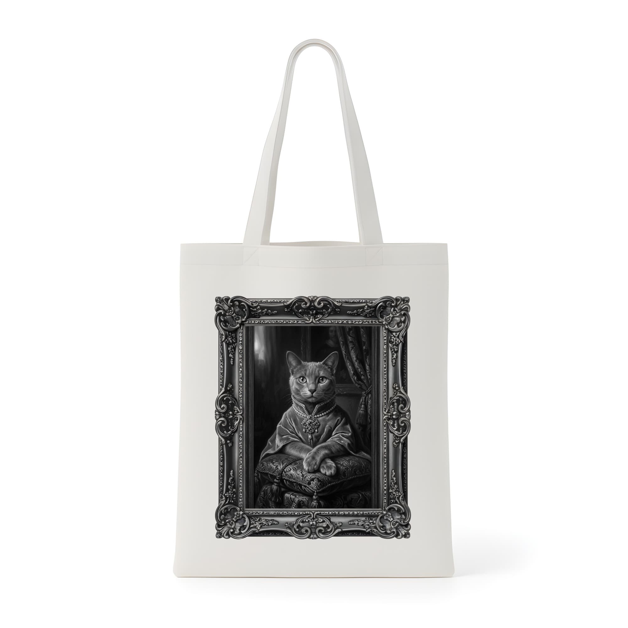 Chartreux Renaissance Portrait Tote Bag (Monochrome Print, Framed Design)