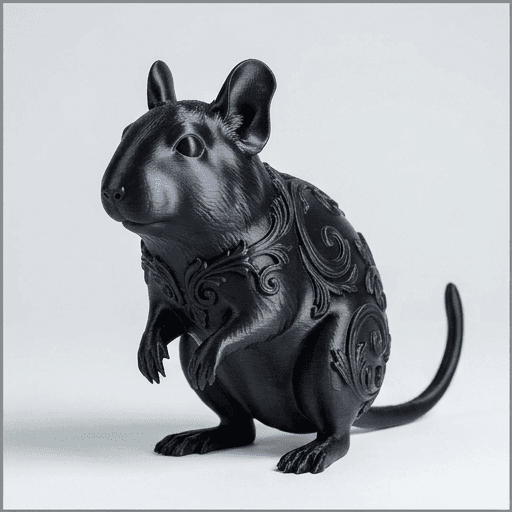 デグーのルネサンス肖像画置物(全身オブジェ)(シルクブラック)