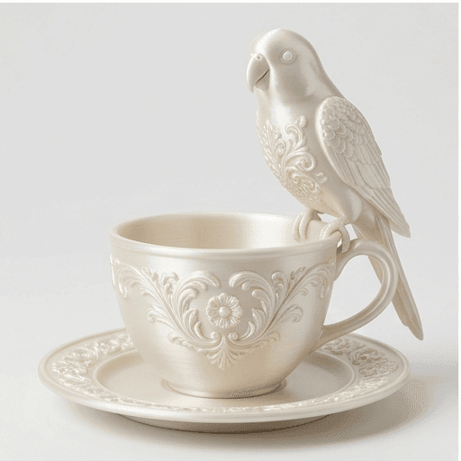 Derbyan Parakeet Renaissance Portrait Trinket Tray (Pearl White) 3